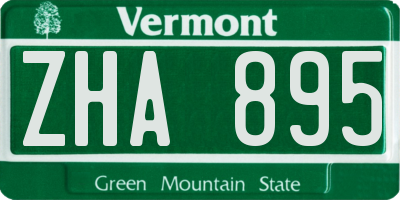 VT license plate ZHA895