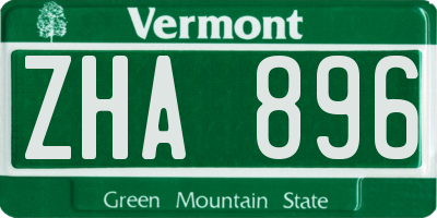 VT license plate ZHA896