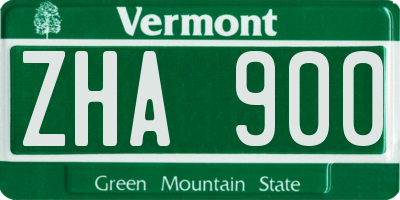 VT license plate ZHA900