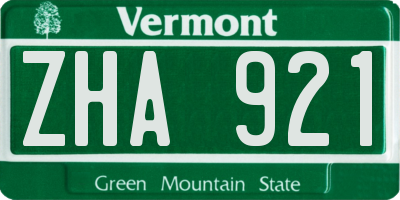 VT license plate ZHA921