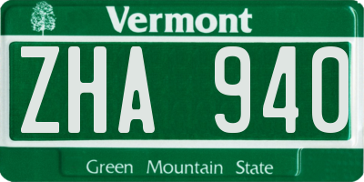 VT license plate ZHA940
