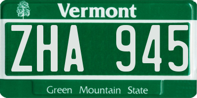 VT license plate ZHA945