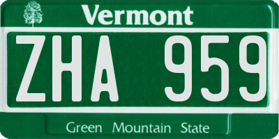 VT license plate ZHA959