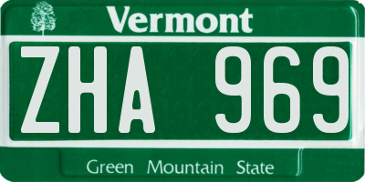 VT license plate ZHA969