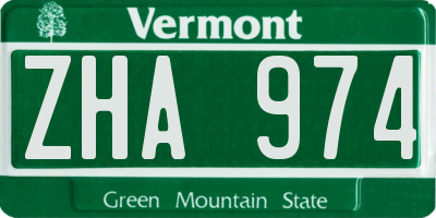 VT license plate ZHA974