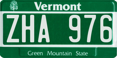 VT license plate ZHA976