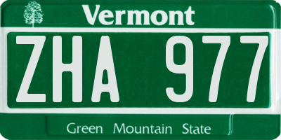 VT license plate ZHA977