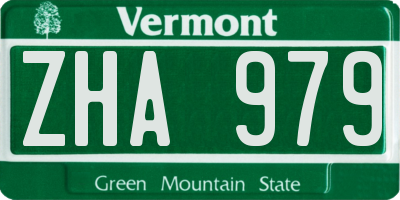 VT license plate ZHA979