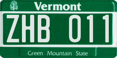 VT license plate ZHB011