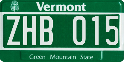 VT license plate ZHB015