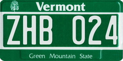 VT license plate ZHB024