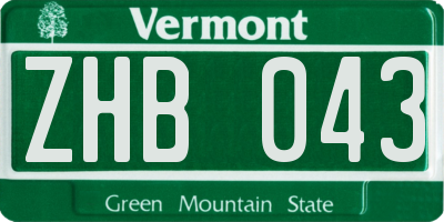 VT license plate ZHB043