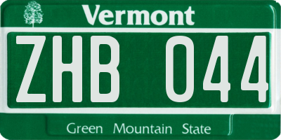 VT license plate ZHB044