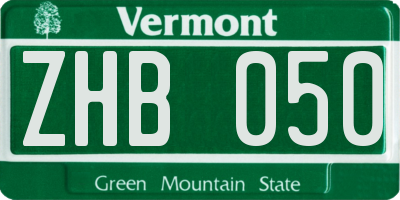 VT license plate ZHB050