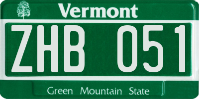 VT license plate ZHB051