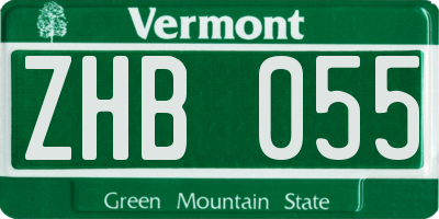 VT license plate ZHB055