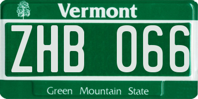 VT license plate ZHB066