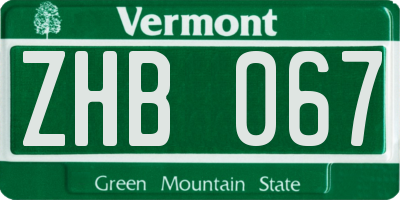 VT license plate ZHB067