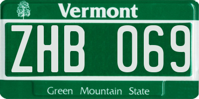 VT license plate ZHB069