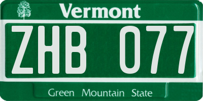 VT license plate ZHB077