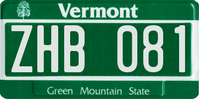 VT license plate ZHB081