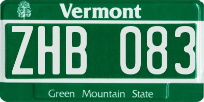 VT license plate ZHB083