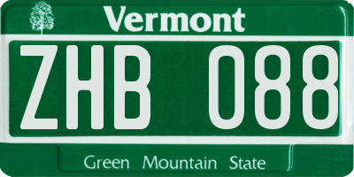 VT license plate ZHB088