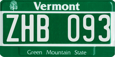 VT license plate ZHB093