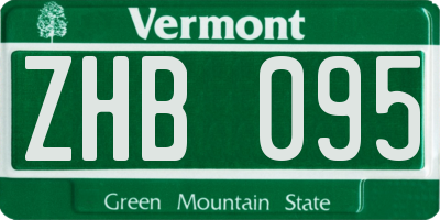 VT license plate ZHB095