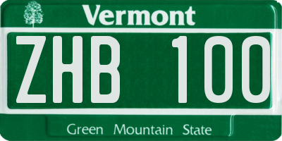 VT license plate ZHB100