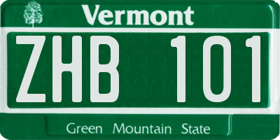 VT license plate ZHB101