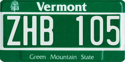 VT license plate ZHB105