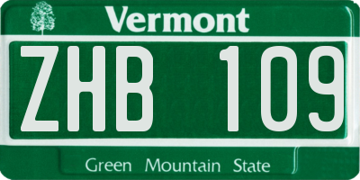 VT license plate ZHB109