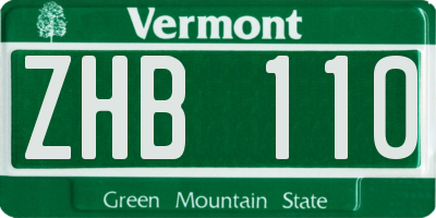 VT license plate ZHB110