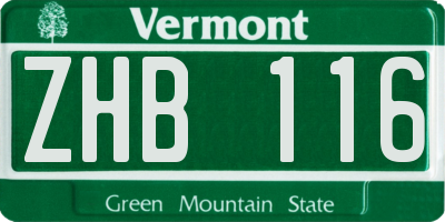 VT license plate ZHB116