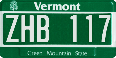VT license plate ZHB117