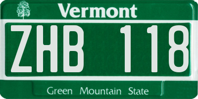 VT license plate ZHB118