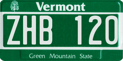 VT license plate ZHB120