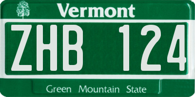 VT license plate ZHB124