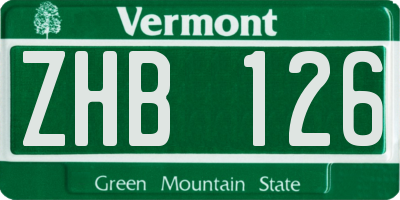 VT license plate ZHB126