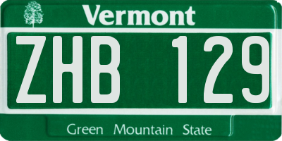 VT license plate ZHB129