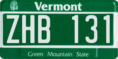 VT license plate ZHB131