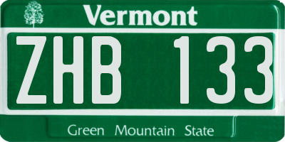 VT license plate ZHB133