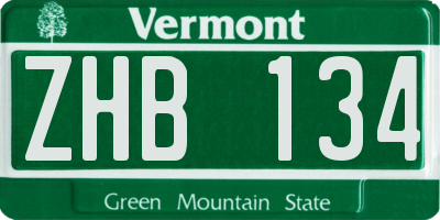 VT license plate ZHB134