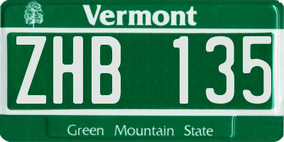 VT license plate ZHB135