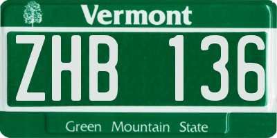 VT license plate ZHB136