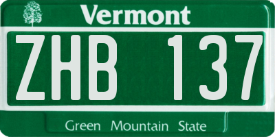 VT license plate ZHB137