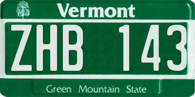 VT license plate ZHB143