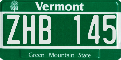 VT license plate ZHB145