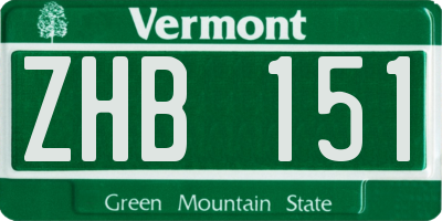 VT license plate ZHB151